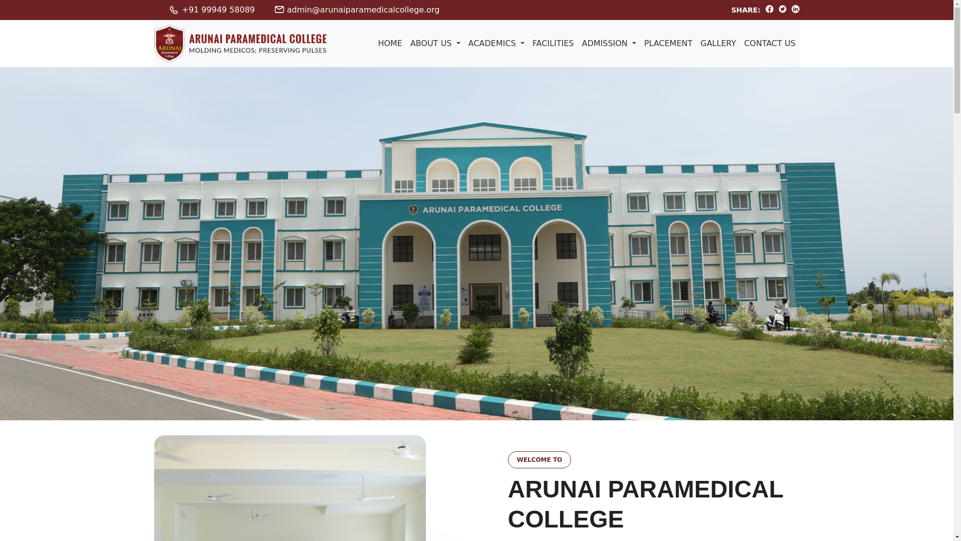 website screenshot of https://arunaiparamedicalcollege.org/
