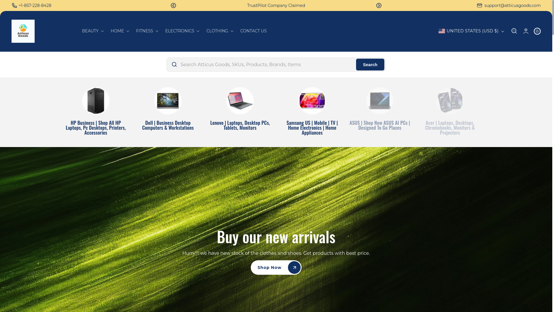 website screenshot of https://atticusgoods.com/