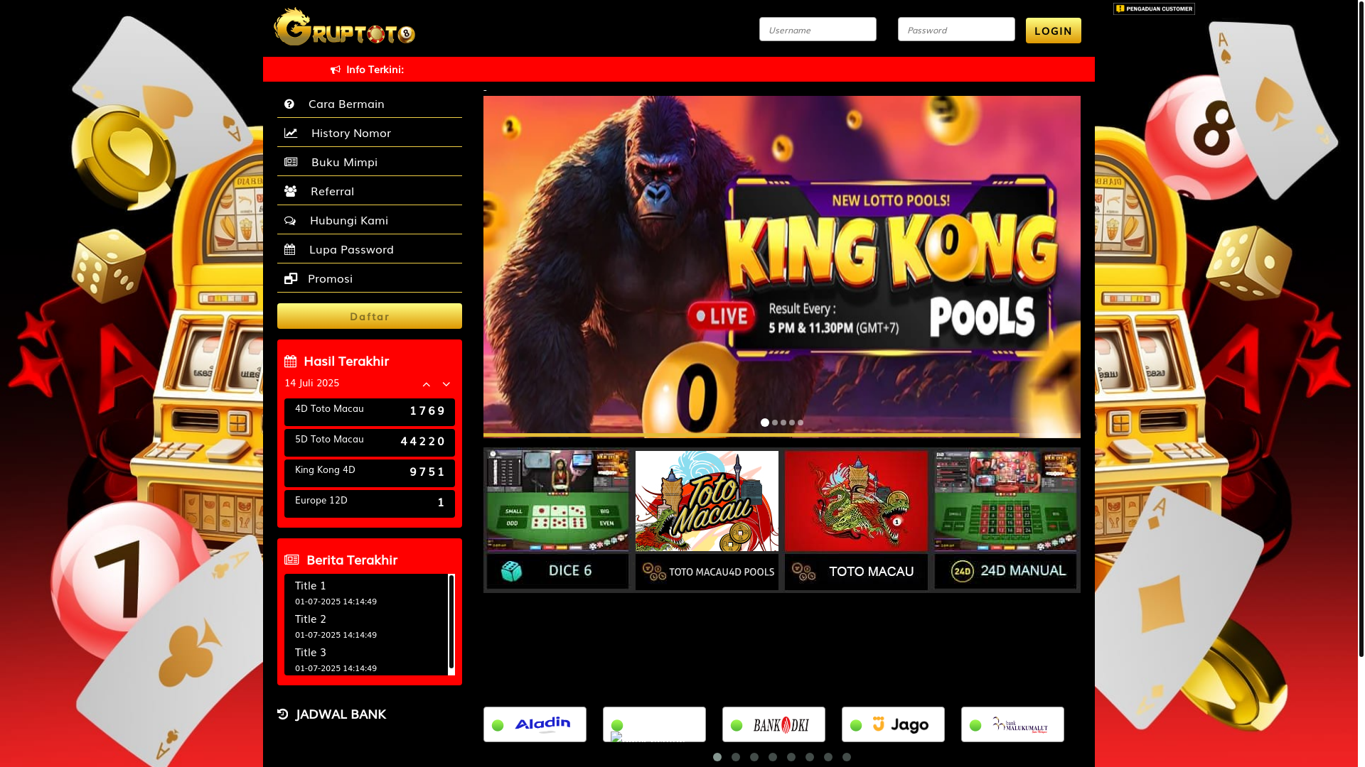 website screenshot of https://gruptoto01.com/