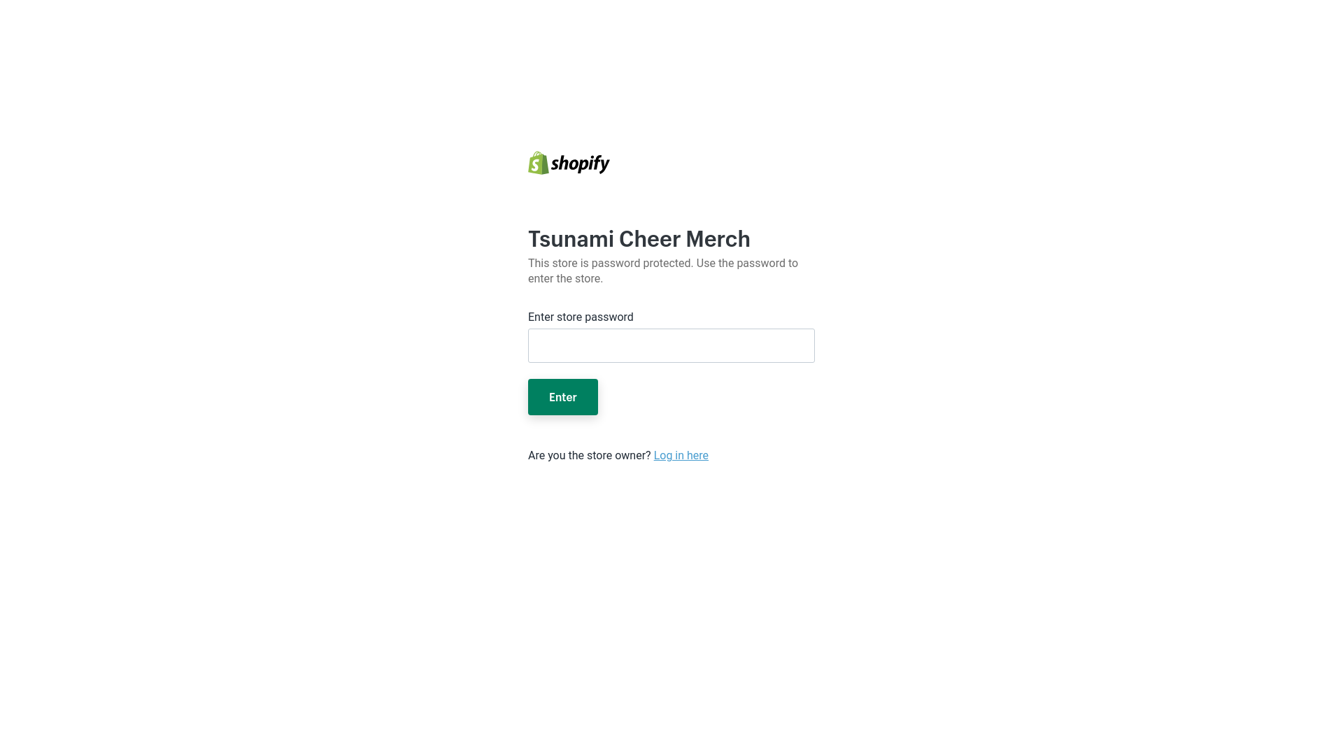 website screenshot of https://tsunamicheermerch.com/