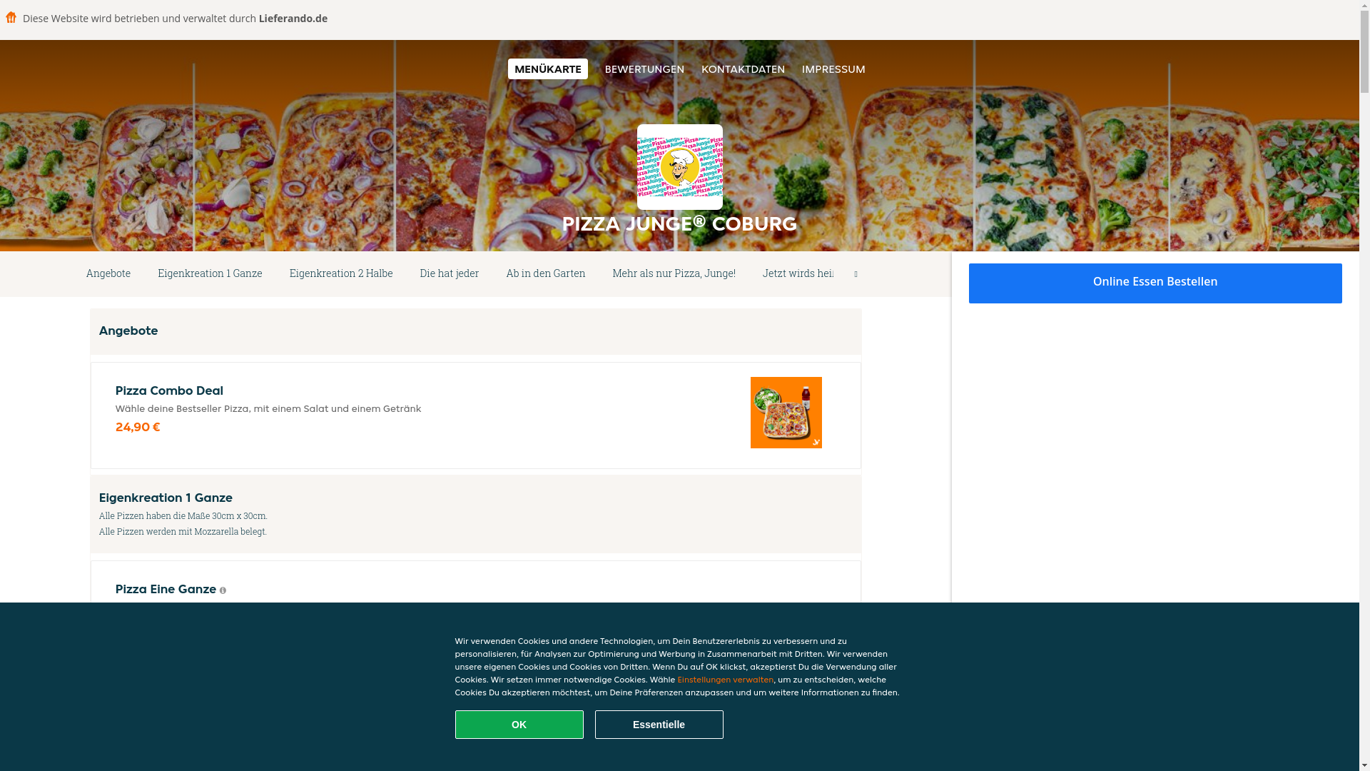 website screenshot of https://pizzajunger-coburg.de/