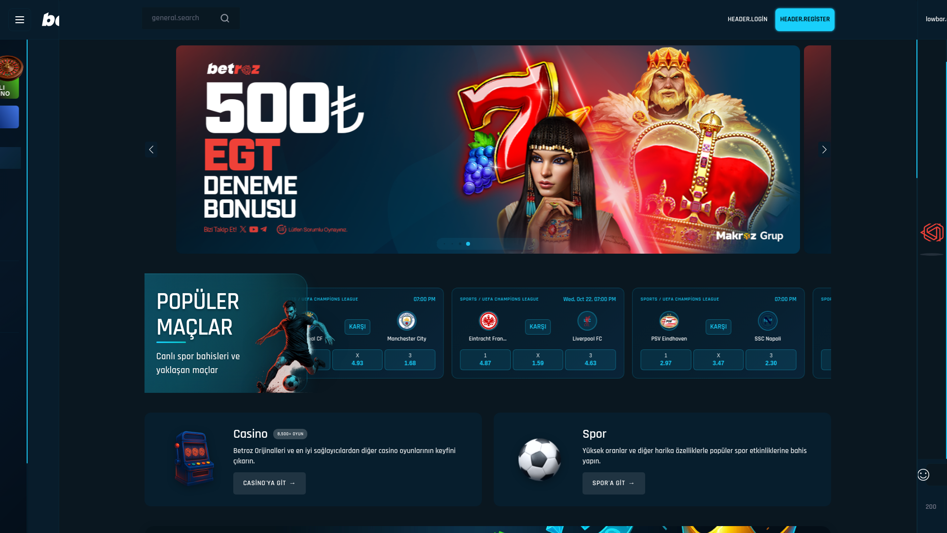 website screenshot of https://betroz172.com/