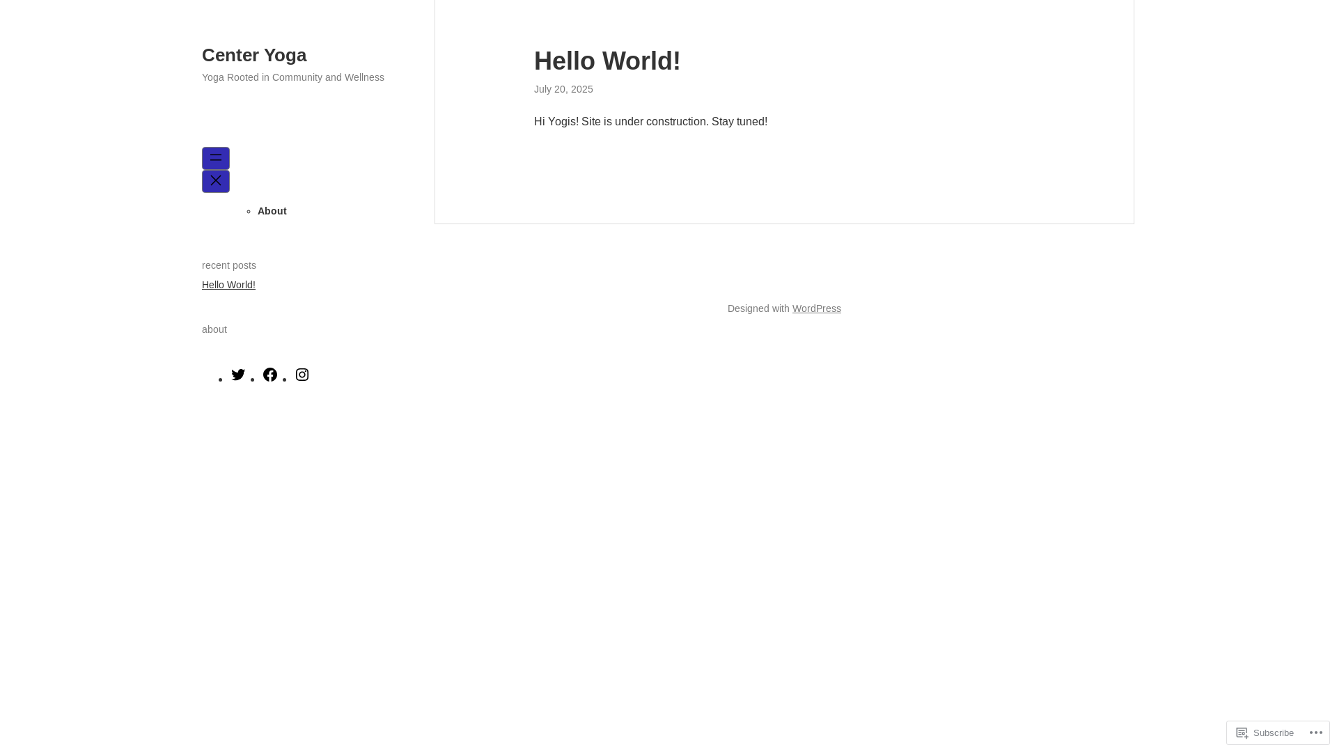 website screenshot of https://centeryogacm.com/