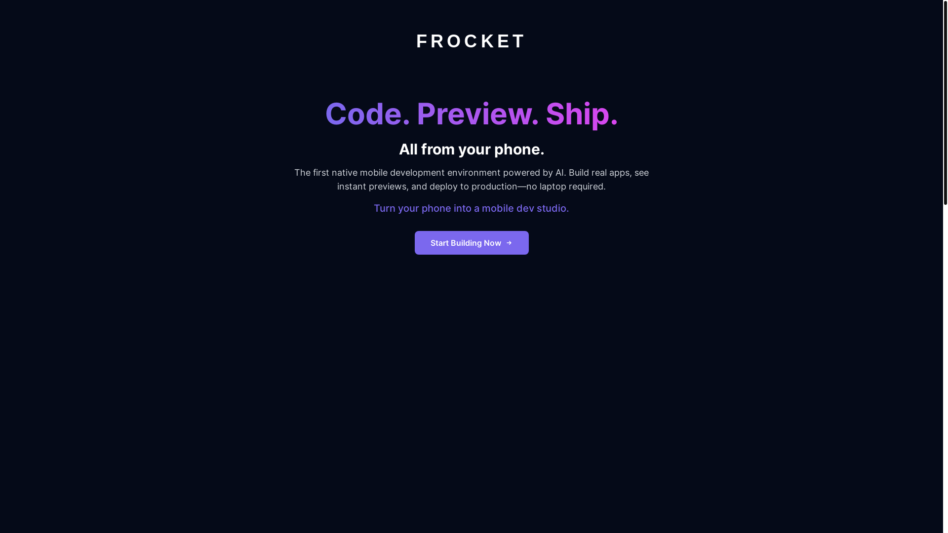 website screenshot of https://frocket.ai/