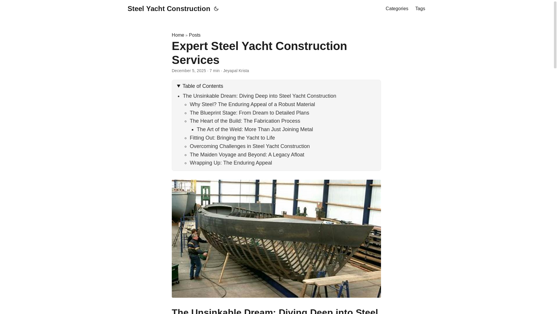 website screenshot of https://steelyachtconstruction.pages.dev/