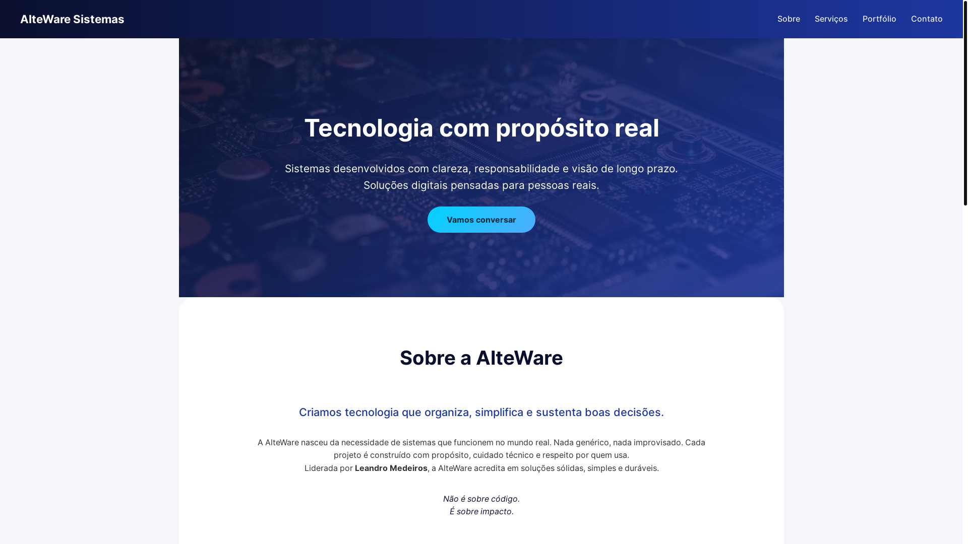 website screenshot of https://alteware.com.br/