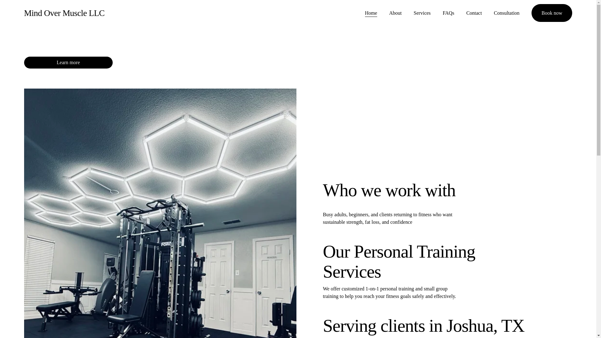 website screenshot of https://mindovermusclellc.com/