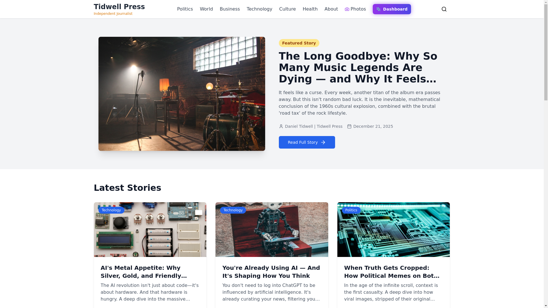 website screenshot of https://tidwellpress.com