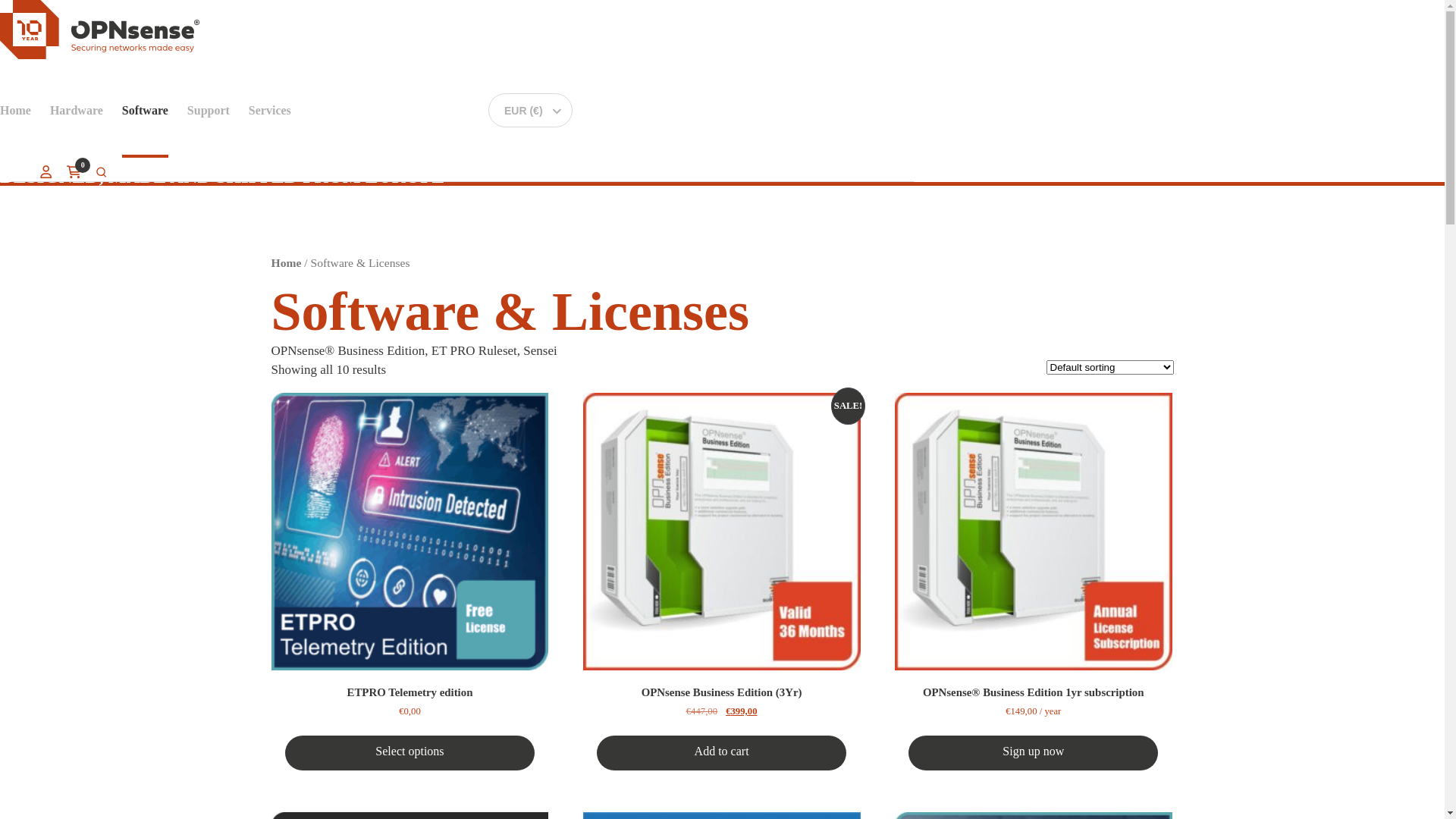 website screenshot of https://shop.opnsense.com/product-categorie/software_and_licenses/