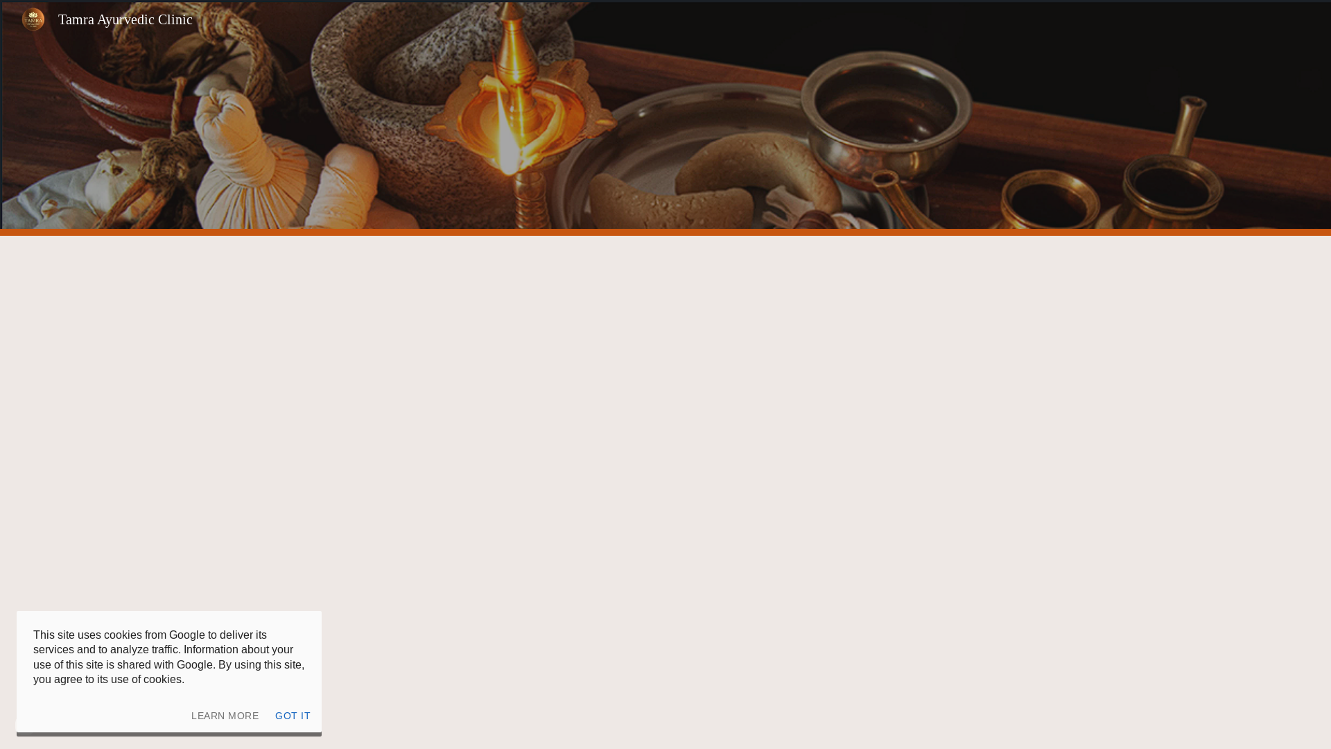 website screenshot of https://tamraayurvedicclinic.info/