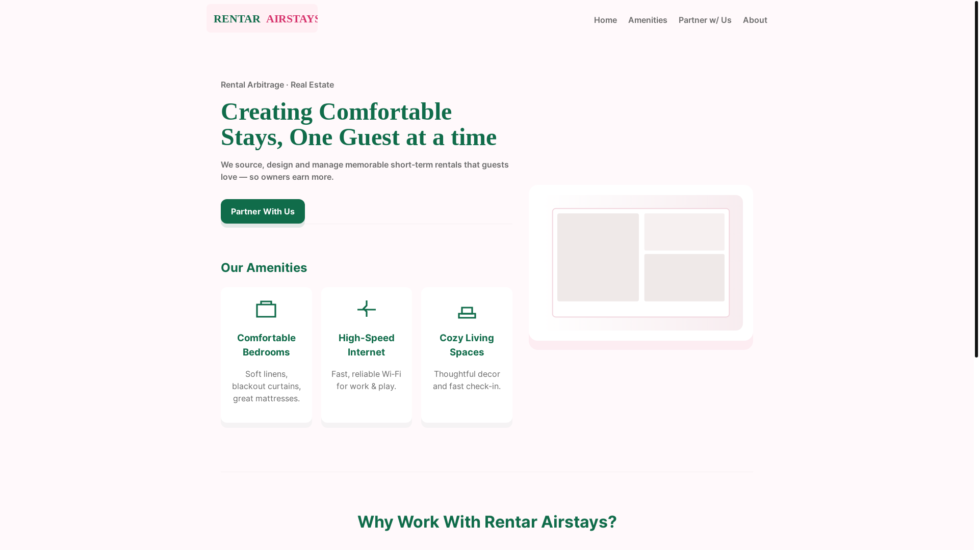 website screenshot of https://rentarairstays.com/