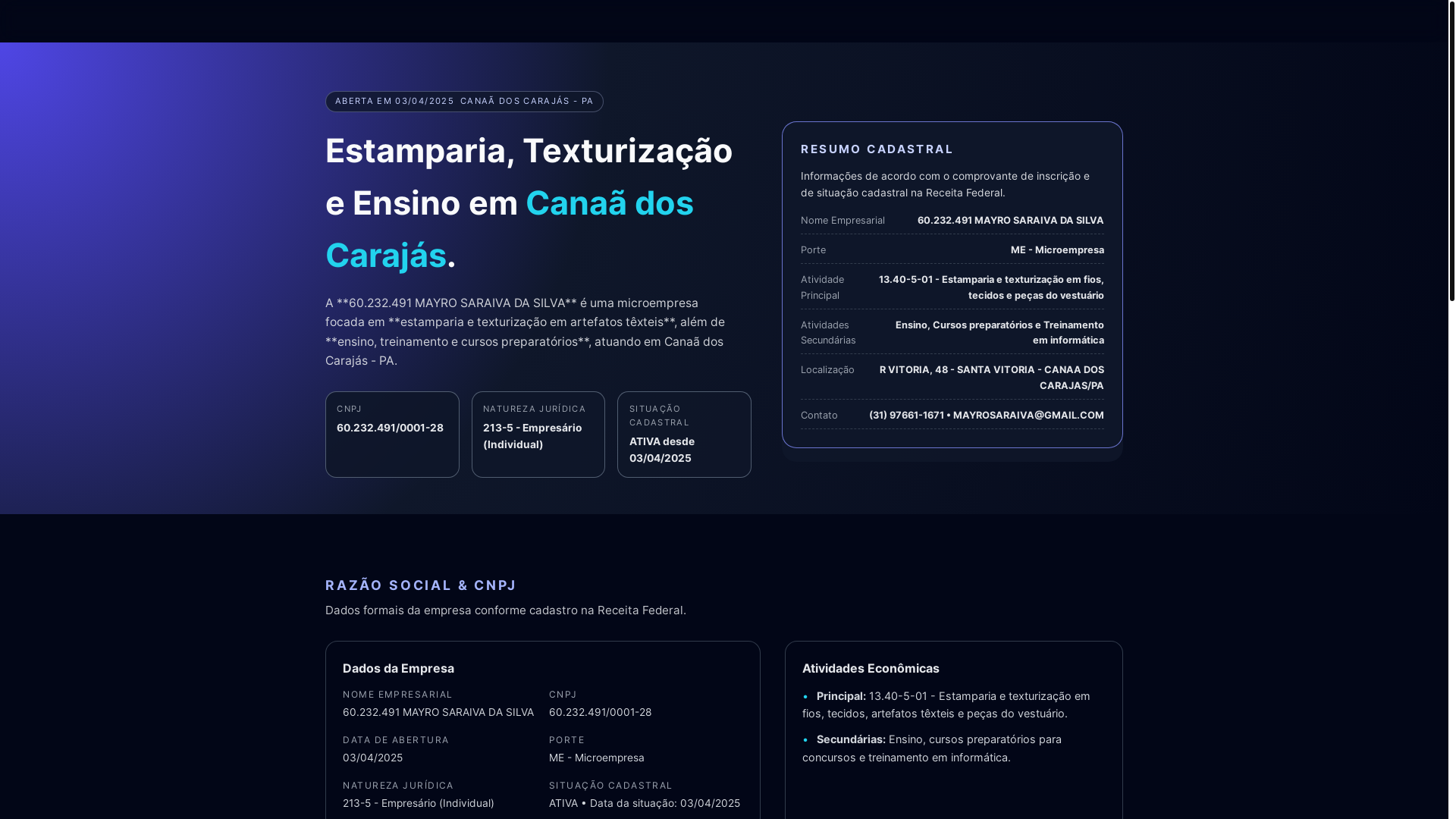 website screenshot of https://mayrosaraivadasilva.com/