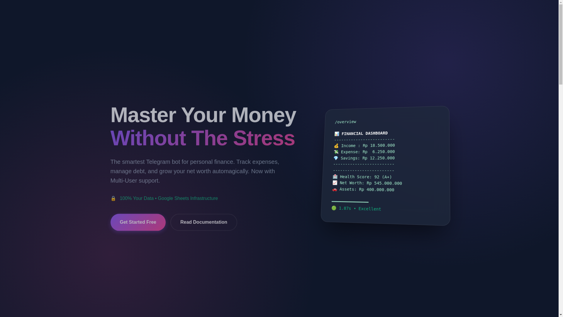 website screenshot of https://moneybot.satupintudigital.id