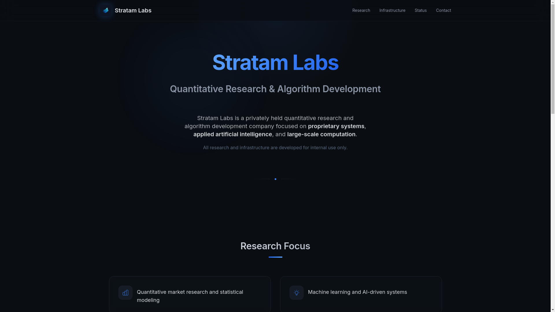 website screenshot of https://stratamlabs.com/
