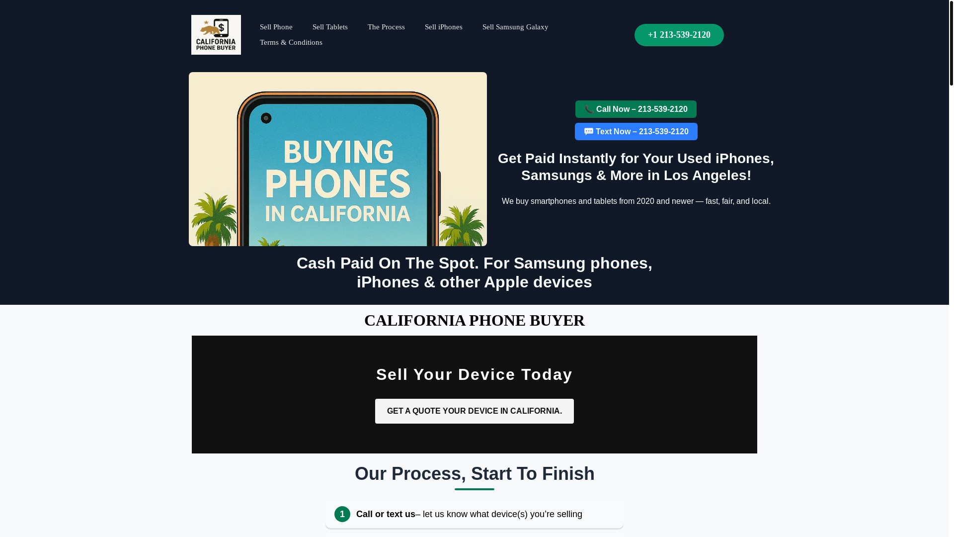 website screenshot of https://californiaphonebuyer.com/