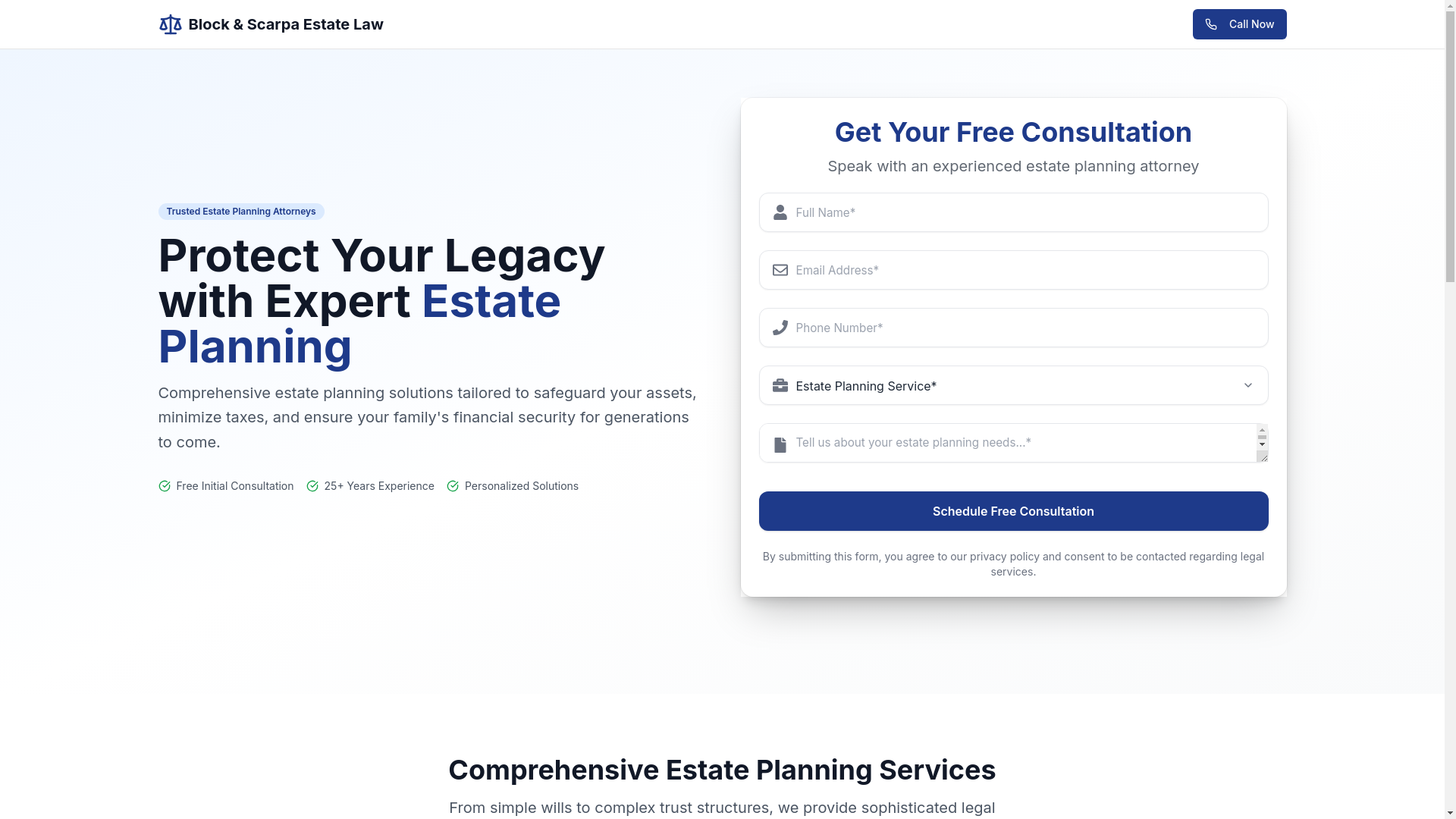 website screenshot of https://blockandscarpa.com/