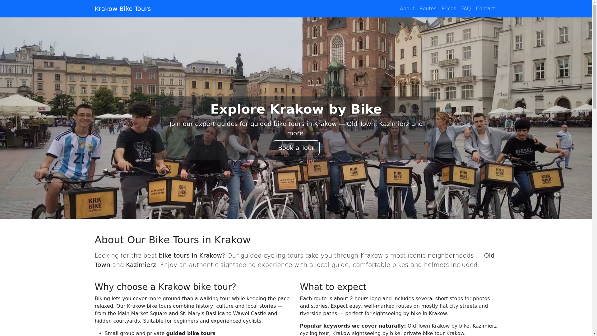 website screenshot of https://bikekrakow.pl/