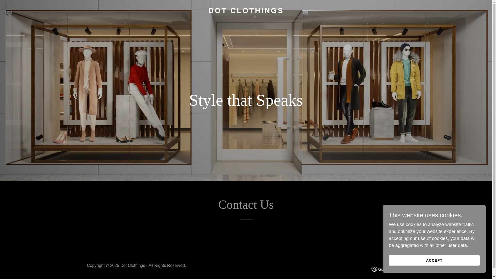 website screenshot of https://dotclothings.in/