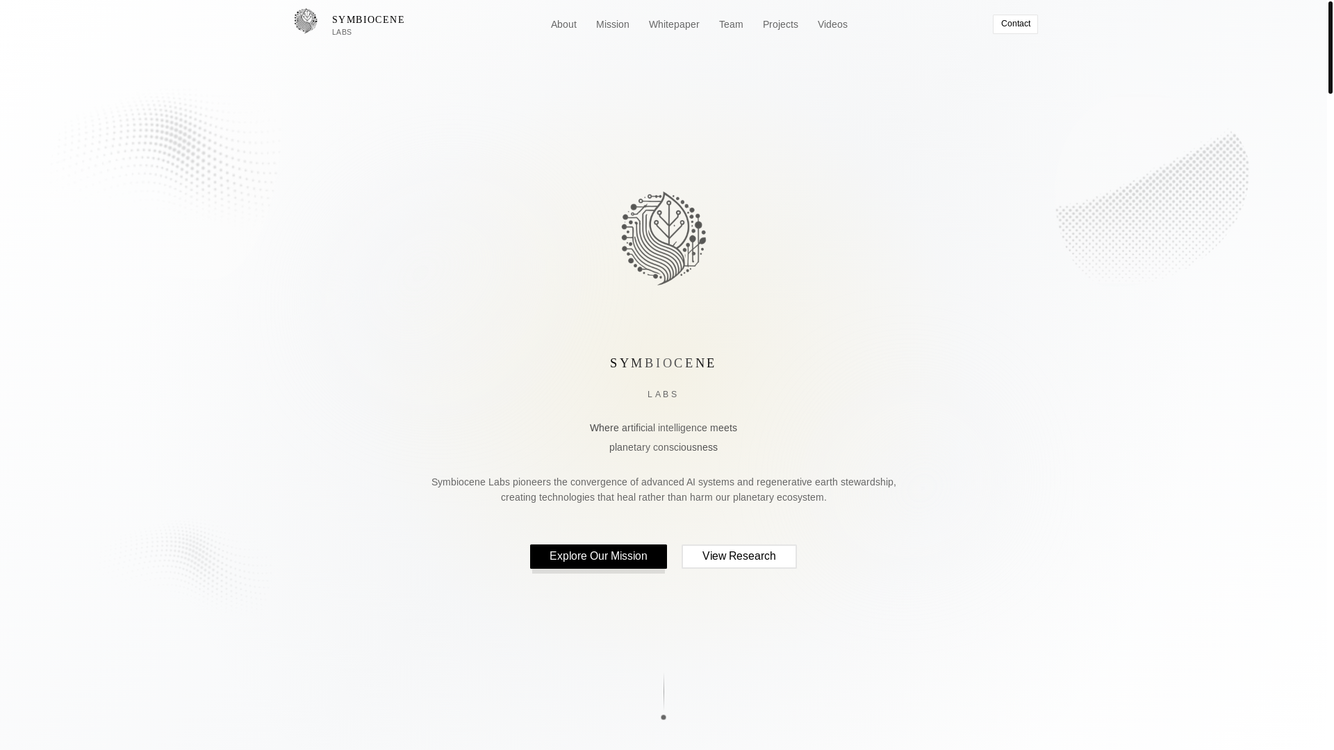 website screenshot of https://symbiocenelabs.com/
