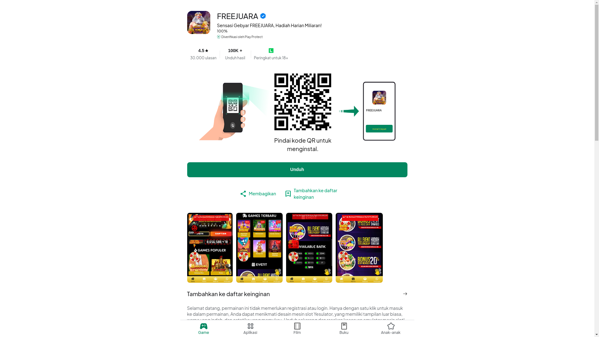 website screenshot of https://freejuara.pro/