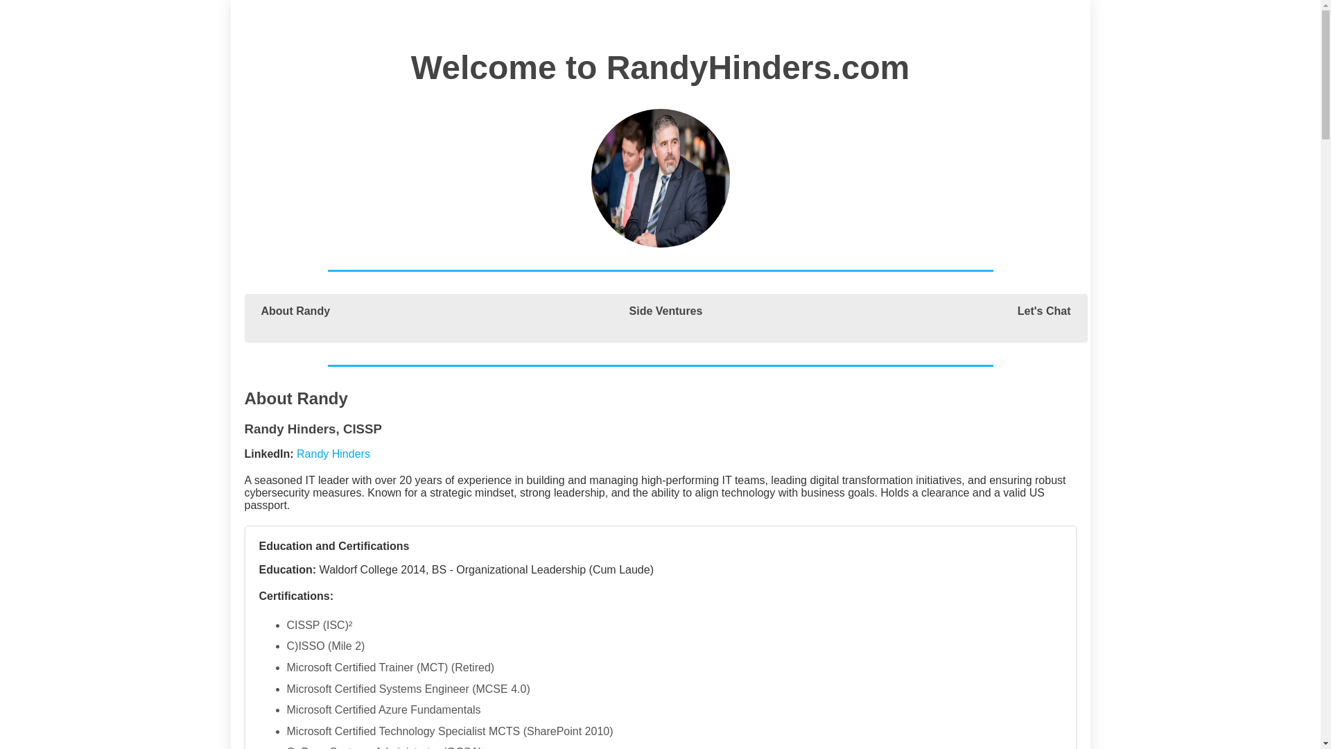 website screenshot of https://randyhinders-com.pages.dev/