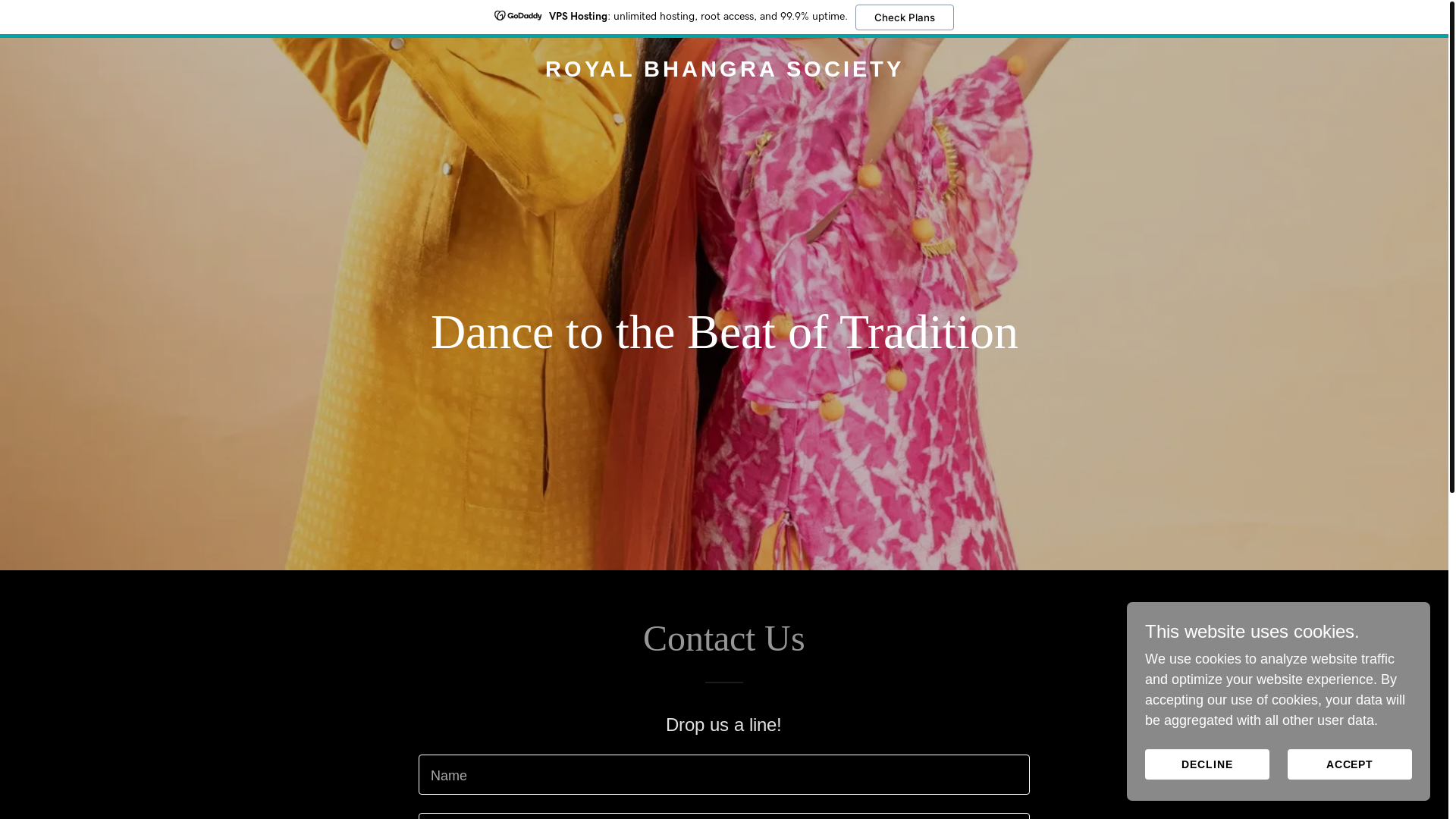 website screenshot of https://royalbhangrasociety.com/
