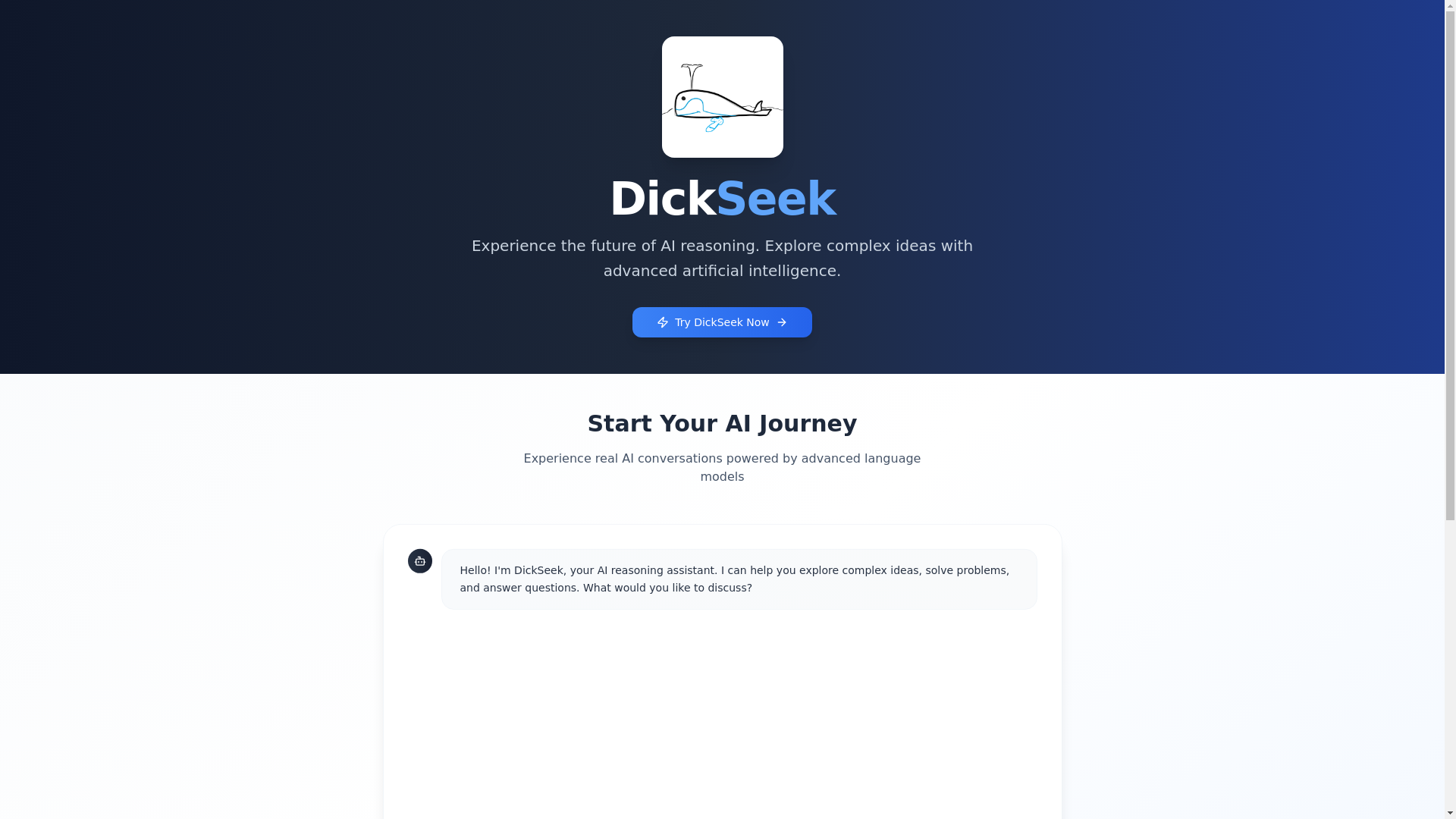 website screenshot of https://dickseek.tech/