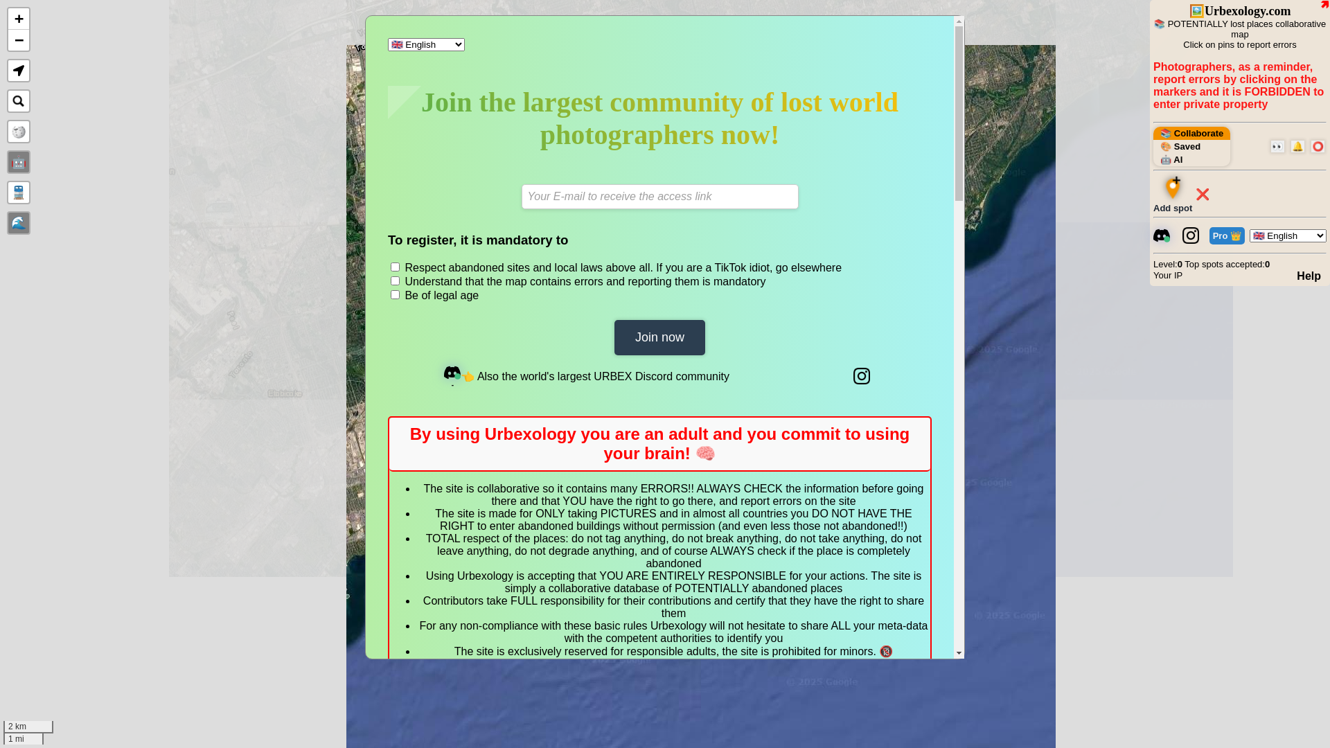 website screenshot of https://urbexology.com/