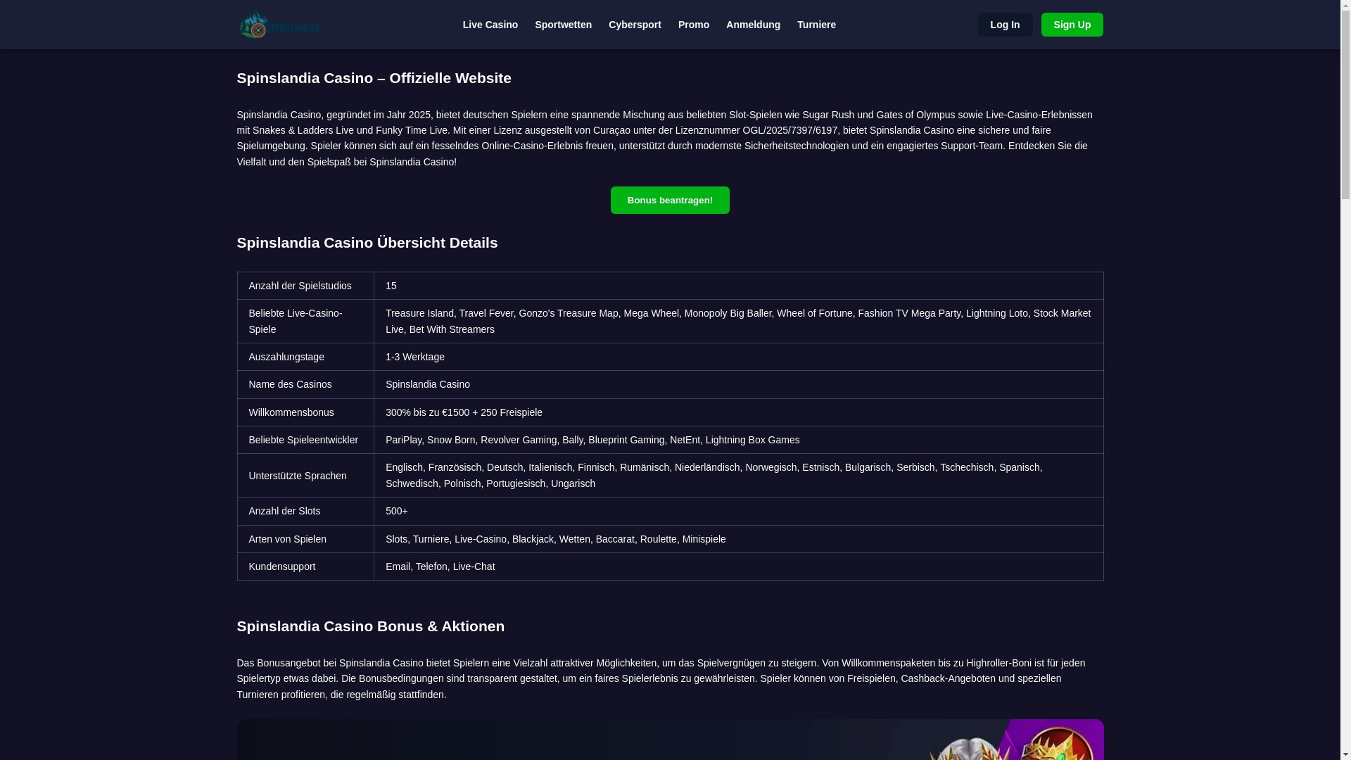 website screenshot of https://spinslandiacasino-de.pages.dev/