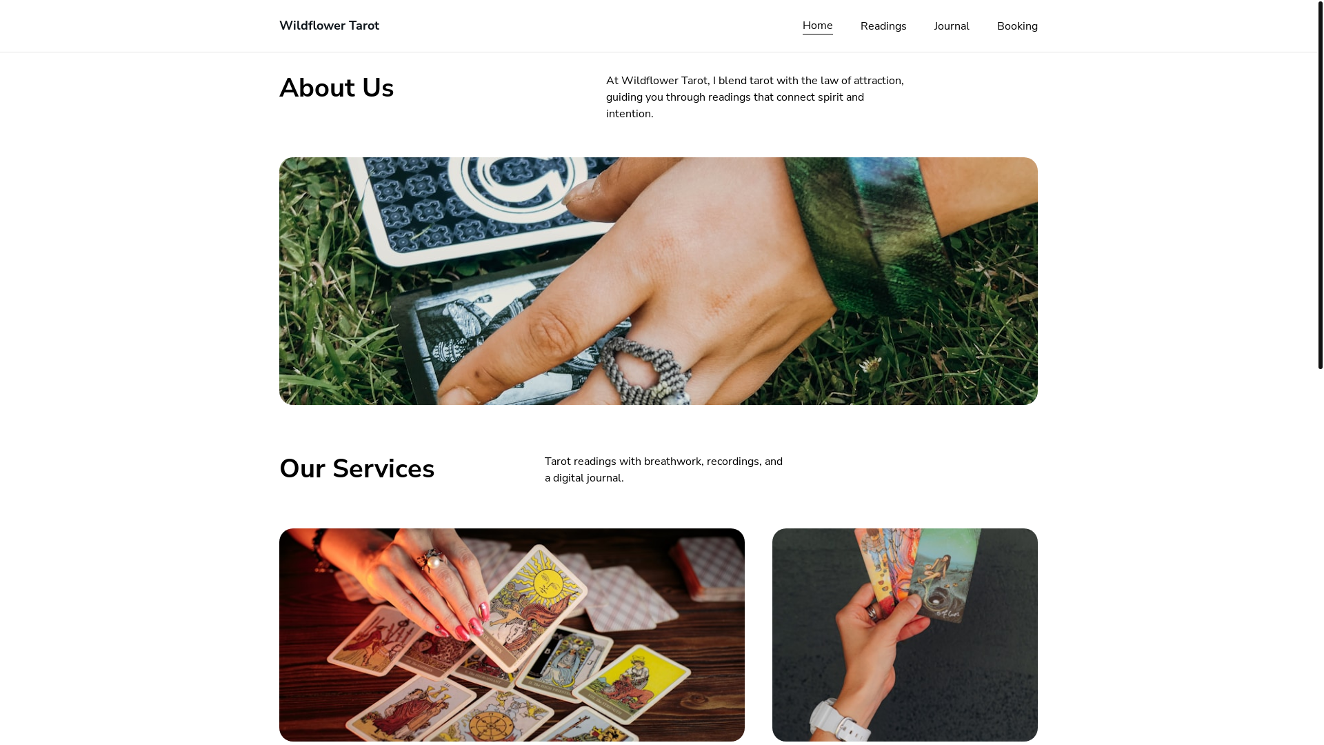 website screenshot of https://wildflowertarot.shop/