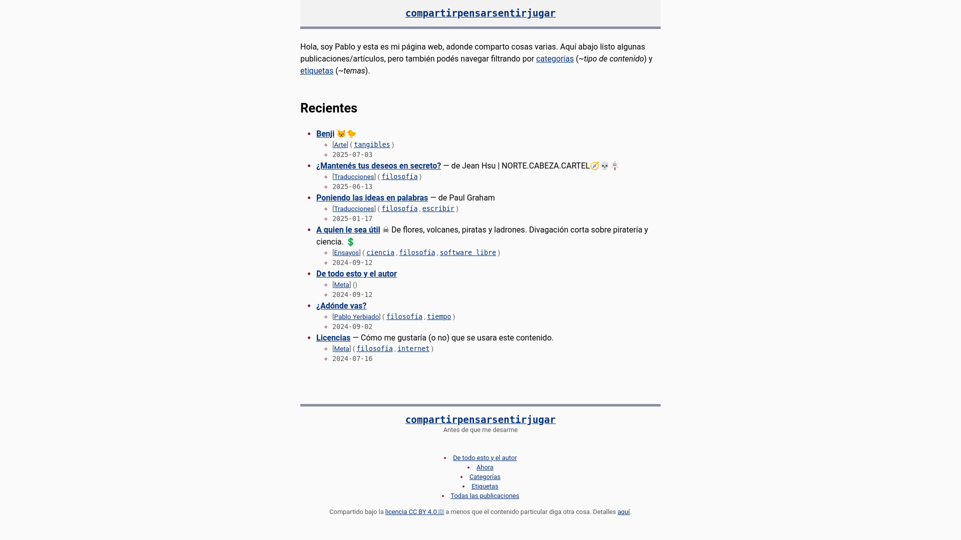 website screenshot of https://compartirpensarsentirjug.ar/