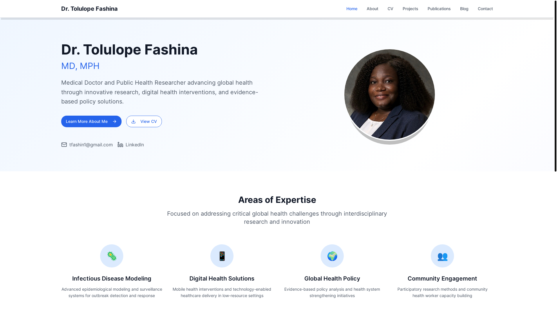 website screenshot of https://tolufashina.com/