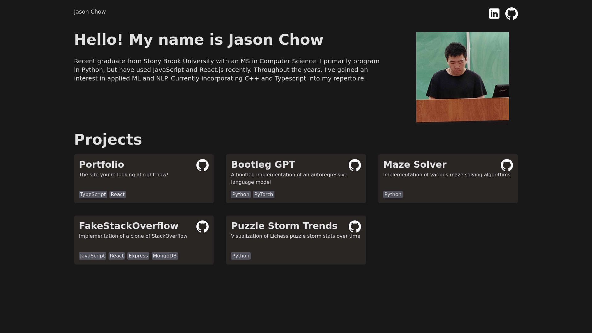 website screenshot of https://chowjason.com/