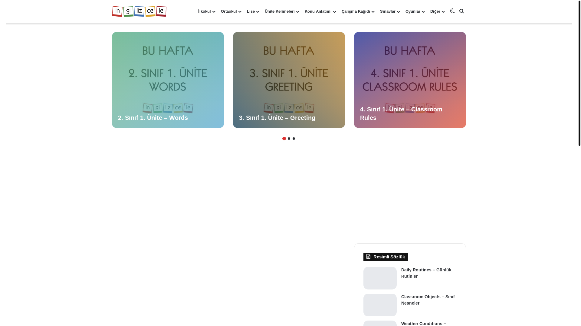 website screenshot of https://ingilizcele.com