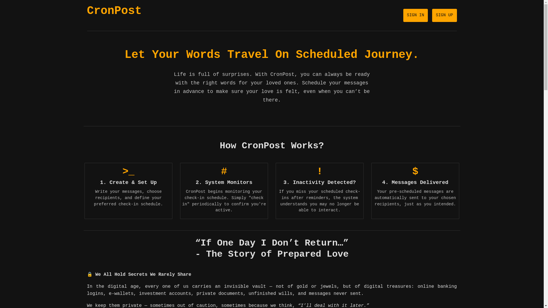 website screenshot of https://cronpost.com