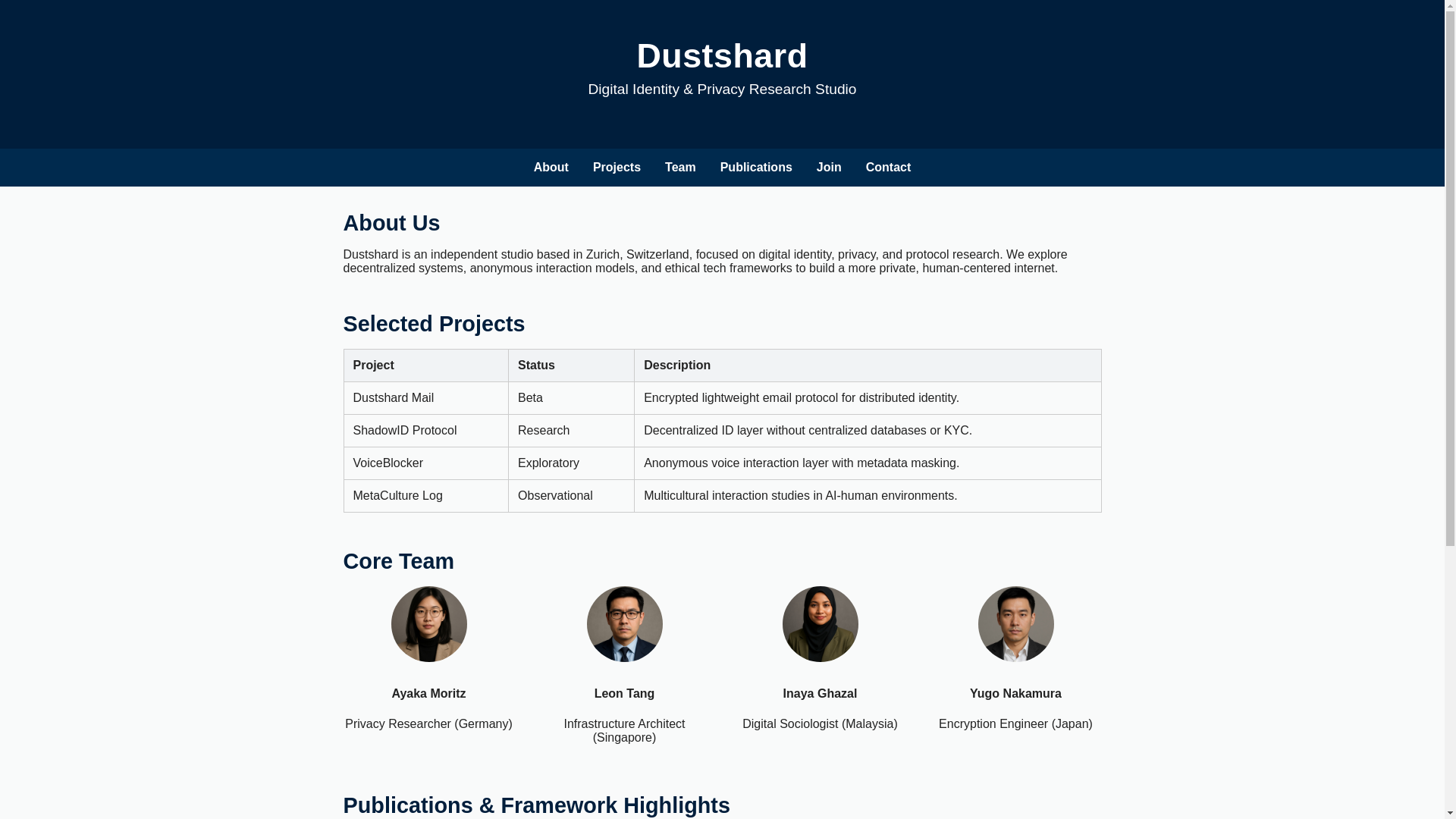 website screenshot of https://dustshard.com/