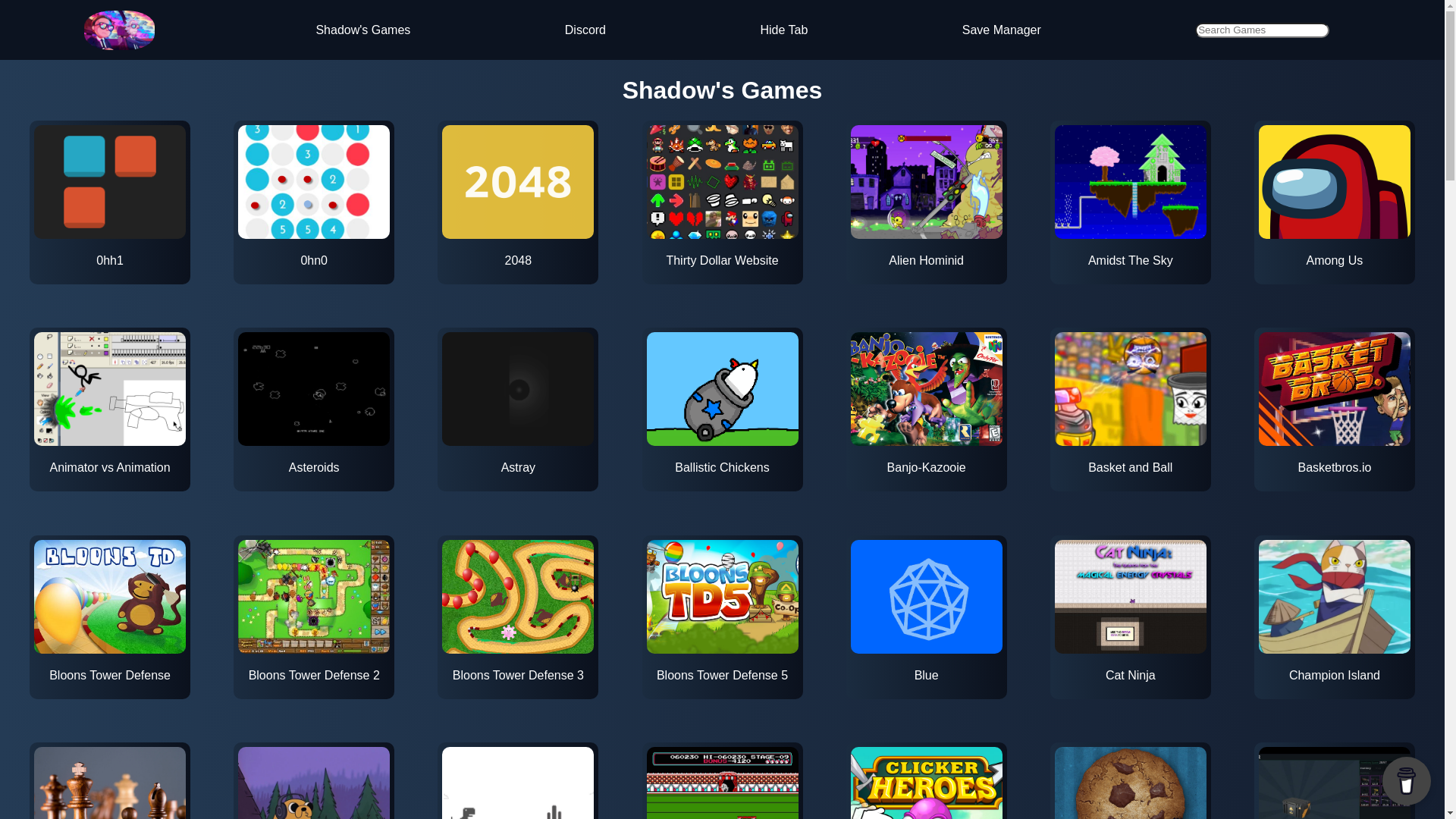 website screenshot of https://shadowsgames.org/