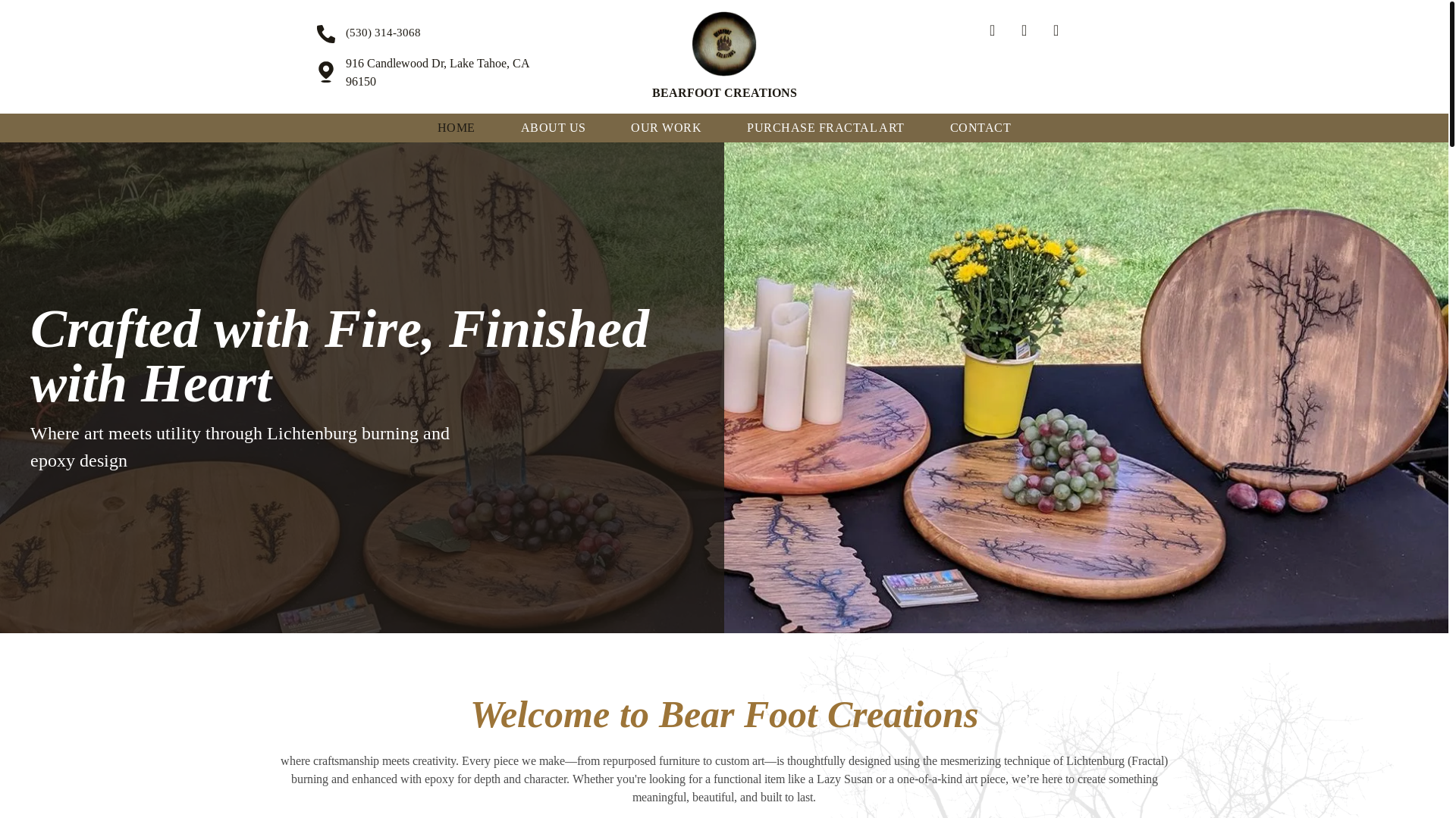 website screenshot of https://bearfootcreations-ca.com/