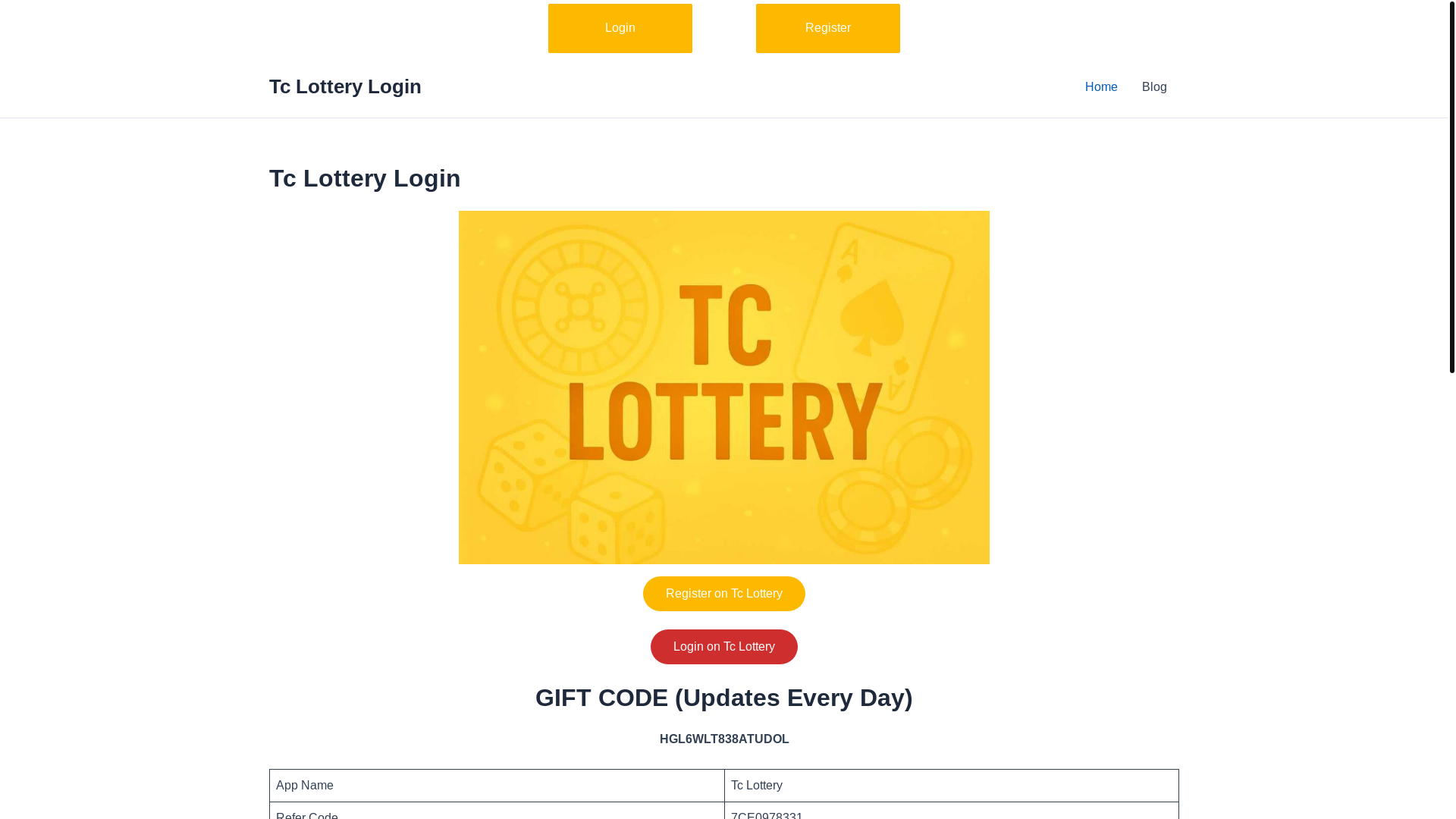 website screenshot of https://tc-llottery.com/